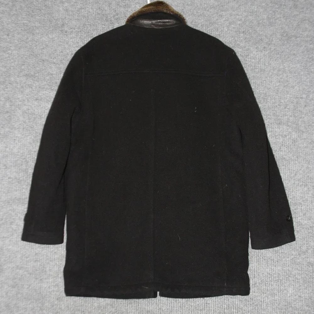 Andrew Marc New York Coat Mens XL Black‎ Cashmere Wool Blend Fur Lined Elegant